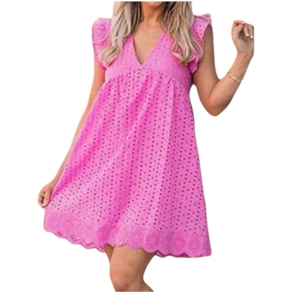 Pink Lily My Heart lace dress‎ romper eyelet V-neck S